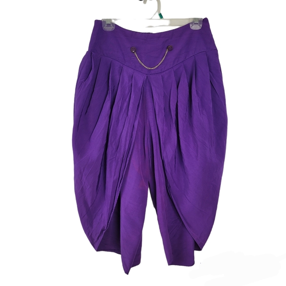 Vintage Pants - Vintage 80's purple high waisted shorts with gold chain